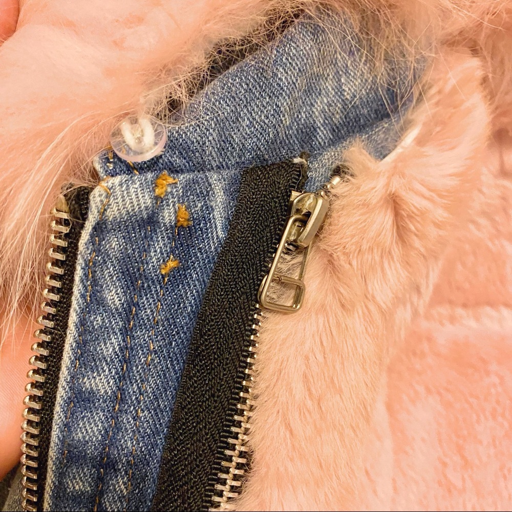 Real Rabbit Fur distressed Jean Coat - Picture 6 of 7
